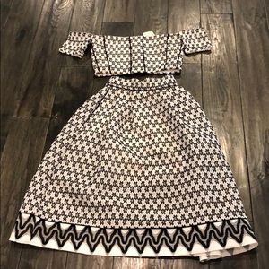 Maje laya fit and flare skirt 2 black and white